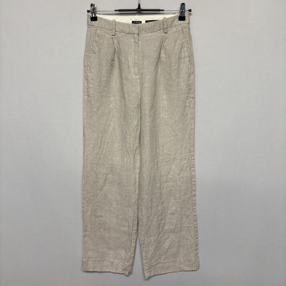 J Crew Women 100% Linen Essential Wide Leg Pants Size 0 BW528 SP25 C139 -18